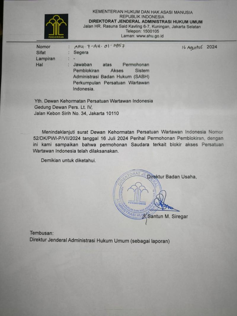 HCB Tak Berhak Ajukan Proposal Atas Nama PWI Pusat